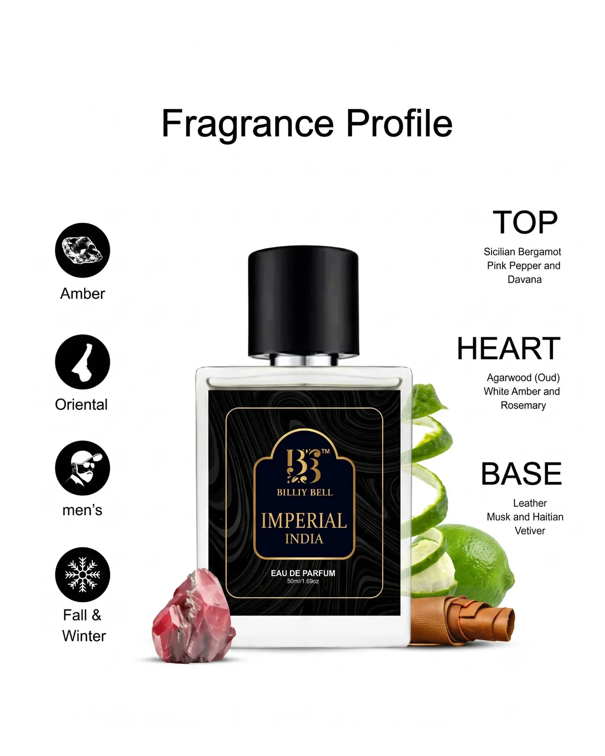 Billiy Bell Imperial India Men & Women Eau De Parfum (EDP) – 50ml | Premium Leather, Amber & Haitian Vetiver Fragrance image 4